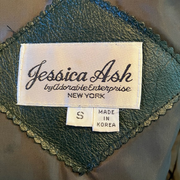 Jessica Ash New York Dark Green Dolman Sleeve Leather Jacket Size Small - Picture 10 of 11